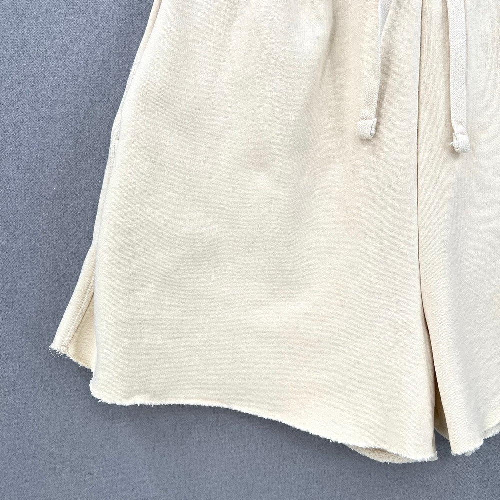 COS Sweat Shorts Women XS Cream Casual Fleece Raw Hem Casual Athleisure Lounge - Picture 6 of 15